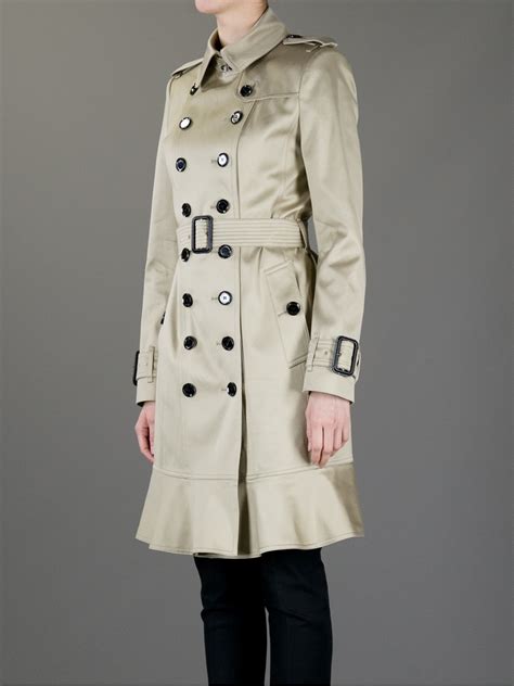 burberry wool trench with frilled hem|Burberry shell trench coat.